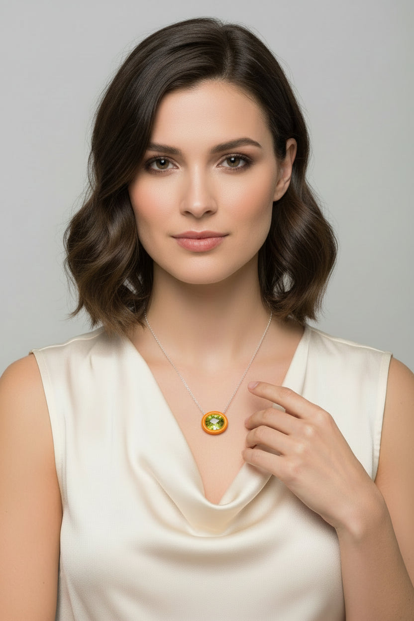 Tourmaline Enamel Necklace