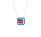 Pink Tourmaline Enamel Necklace