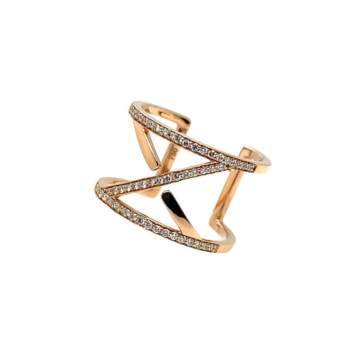 ZERIES 1 The Big Z Ring 18K Rose Gold Diamond 0.24 cts - K.S. Sze & Sons