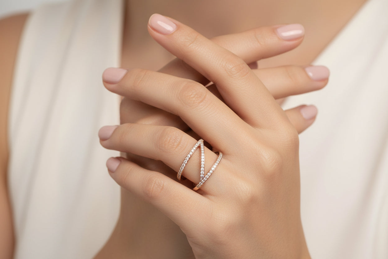 ZERIES 1 The Big Z Ring 18K Rose Gold Diamond 0.24 cts