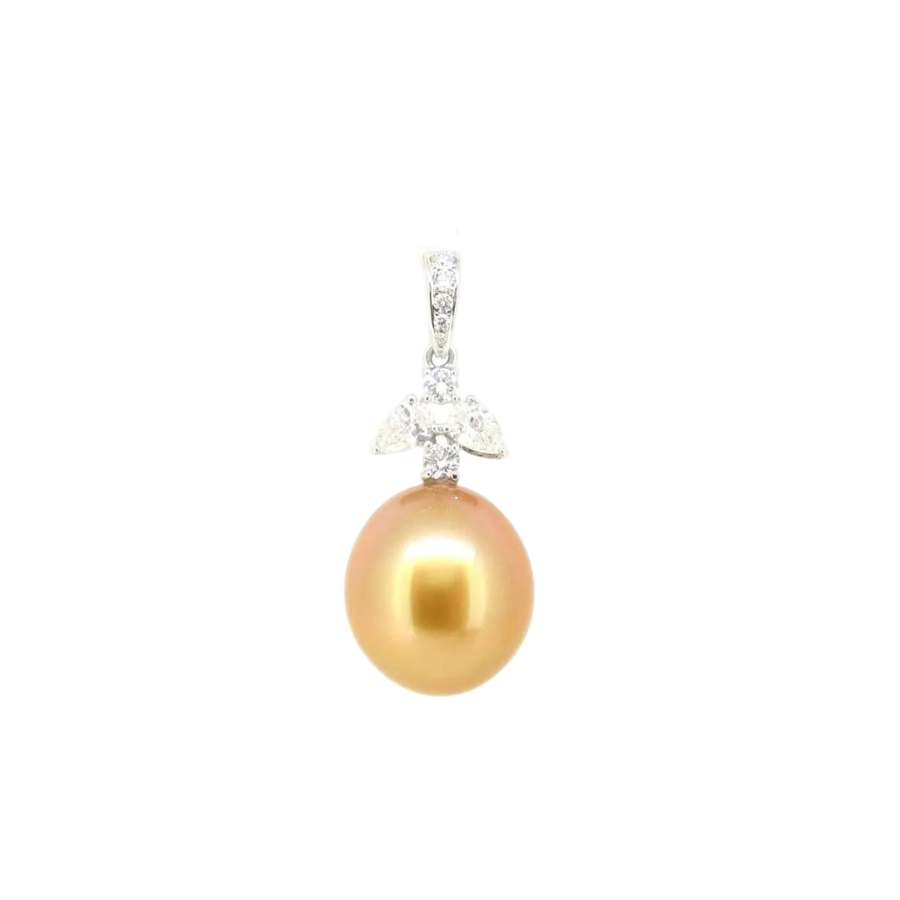 Golden South Sea Pearl & Diamond Pendant - K.S. Sze & Sons