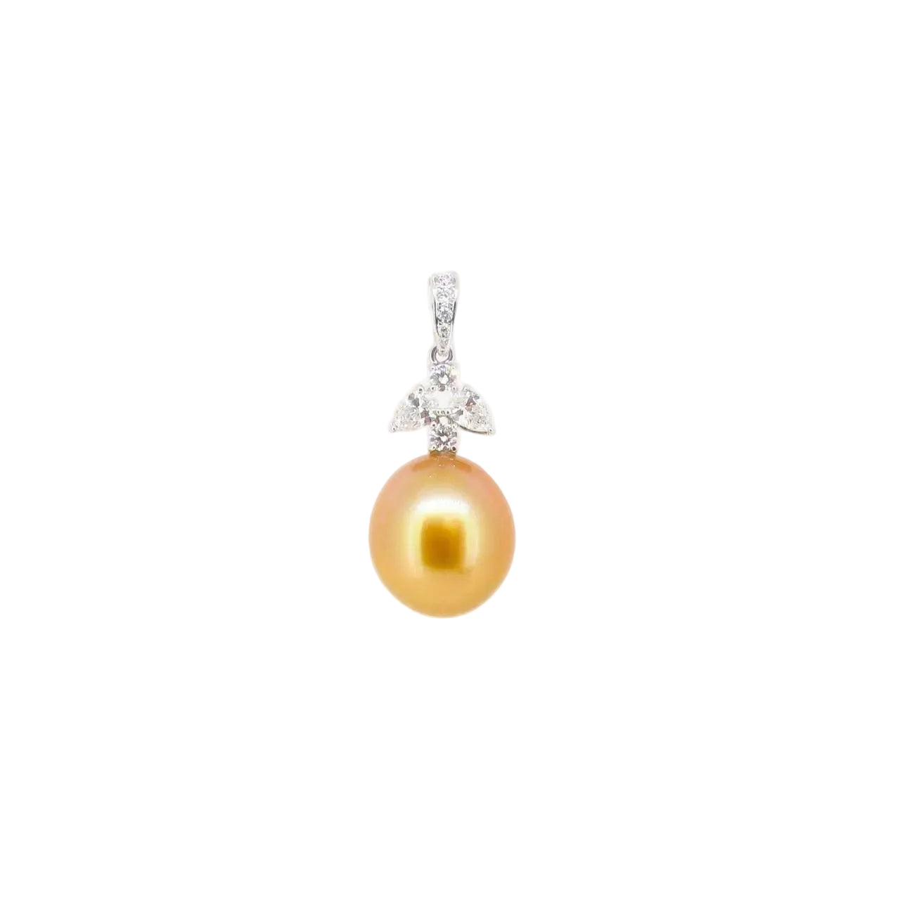 Golden South Sea Pearl & Diamond Pendant - K.S. Sze & Sons