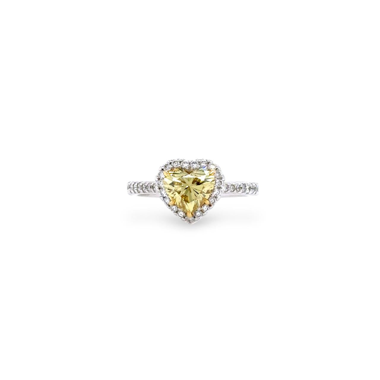 Heart-Shaped Fancy Yellow & White Diamond Ring (GIA Certificate) - K.S. Sze & Sons