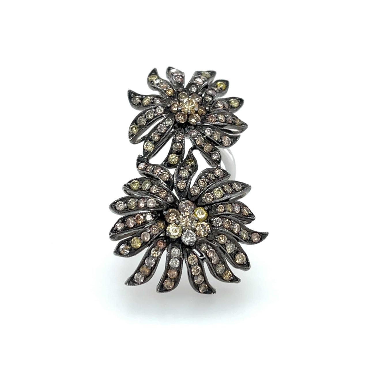 Color Diamond Floral Ring - K.S. Sze & Sons