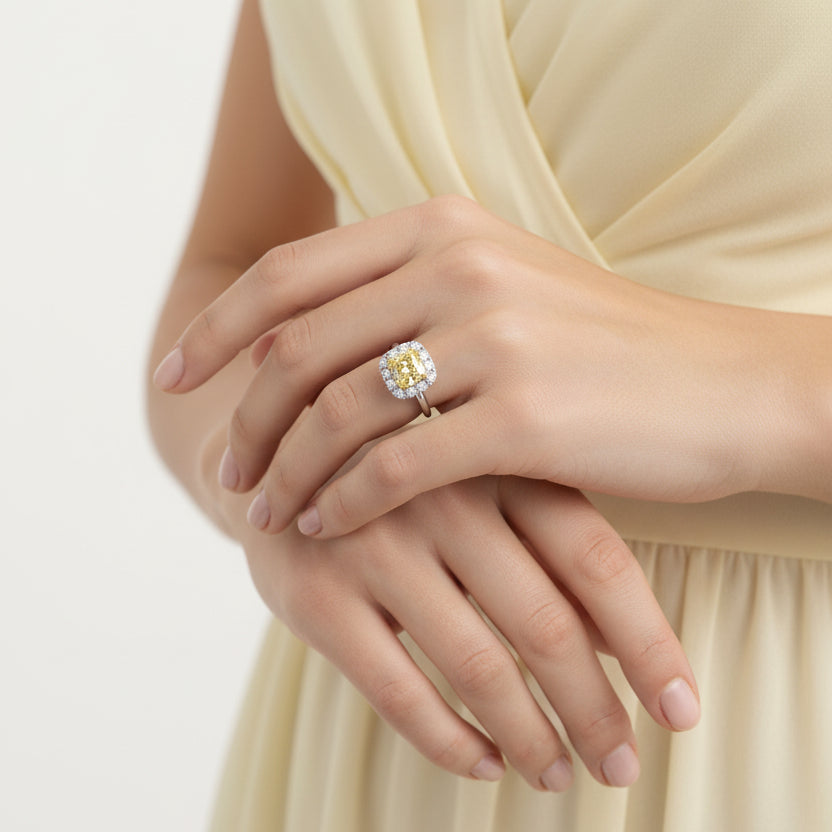 Fancy Intense Yellow & White Diamond Ring (GIA Certificate)