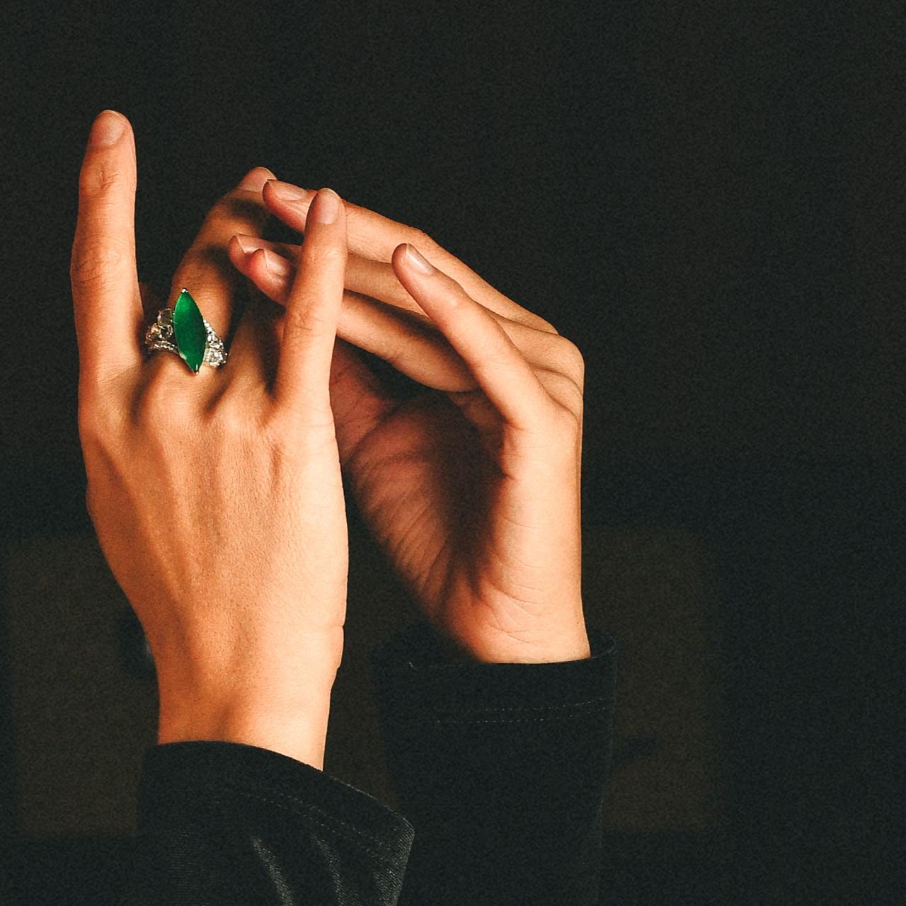 Jadeite & Rose Cut Diamond Ring - K.S. Sze & Sons