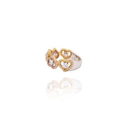 White, Pink & Yellow Diamond Ring