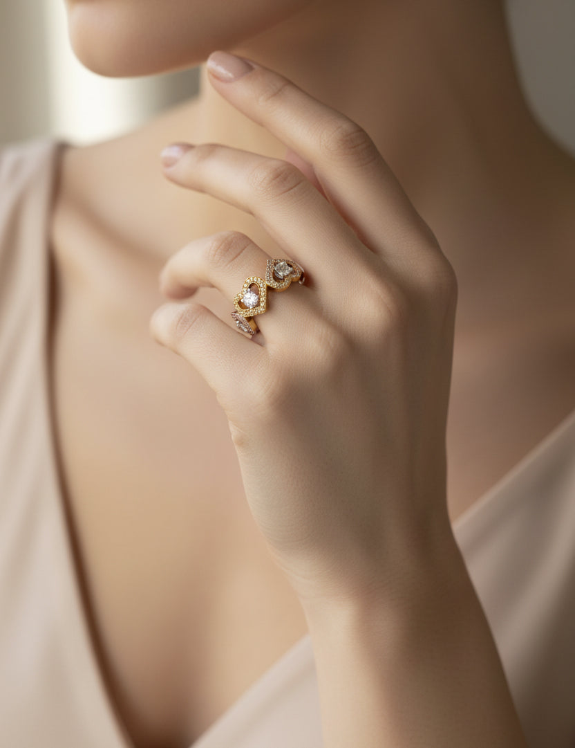 White, Pink & Yellow Diamond Ring - K.S. Sze & Sons