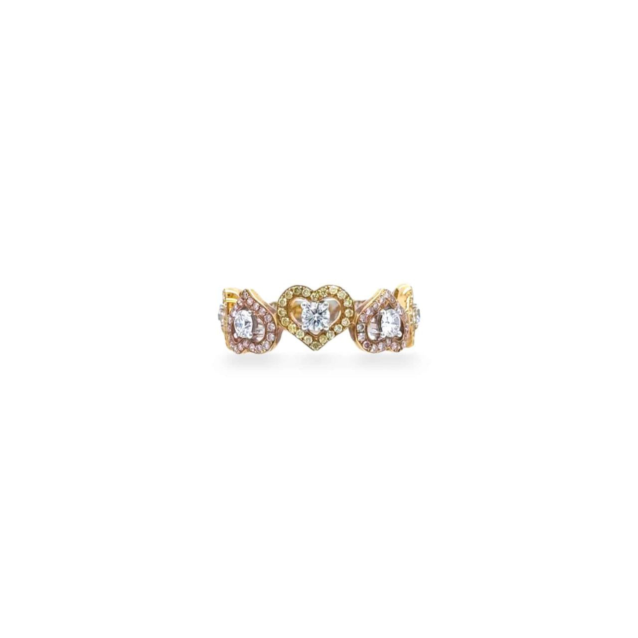 White, Pink & Yellow Diamond Ring - K.S. Sze & Sons