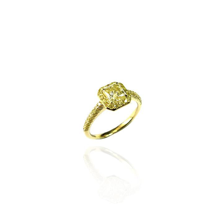 Fancy Intense Yellow Diamond Ring (GIA Certificate) - K.S. Sze & Sons