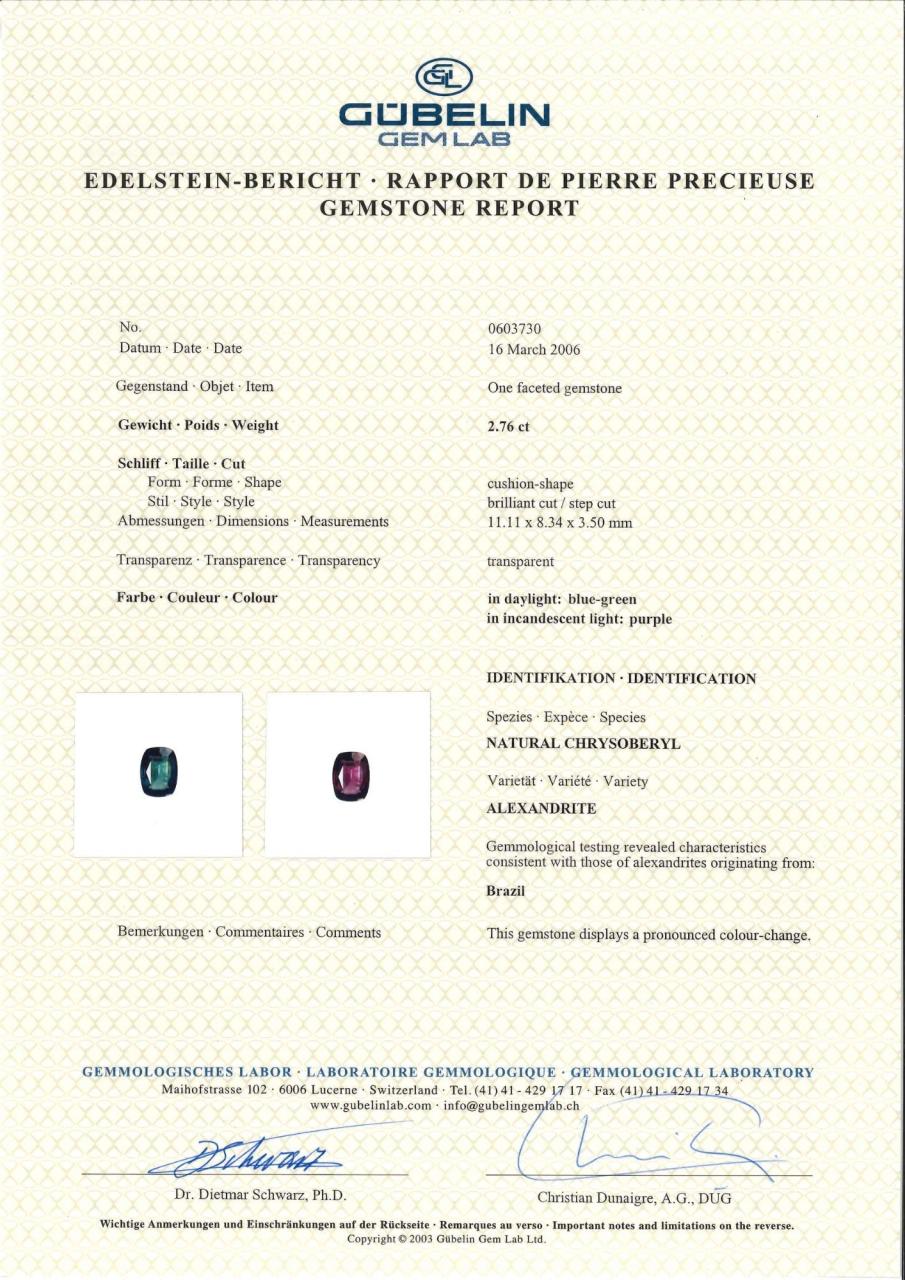 Alexandrite & Diamond Ring (Gubelin Certificate) - K.S. Sze & Sons