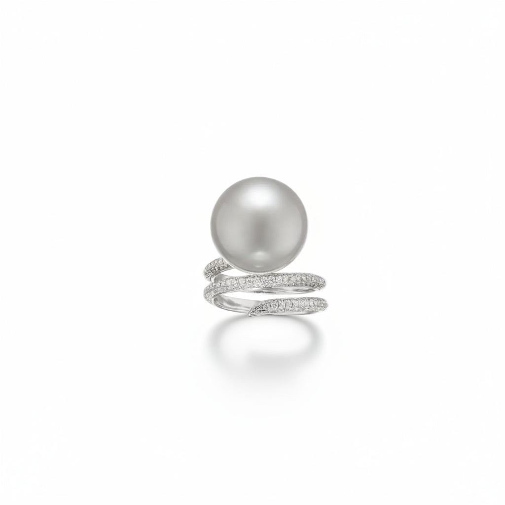 Tahitian South Sea Pearl & Diamond Ring - K.S. Sze & Sons