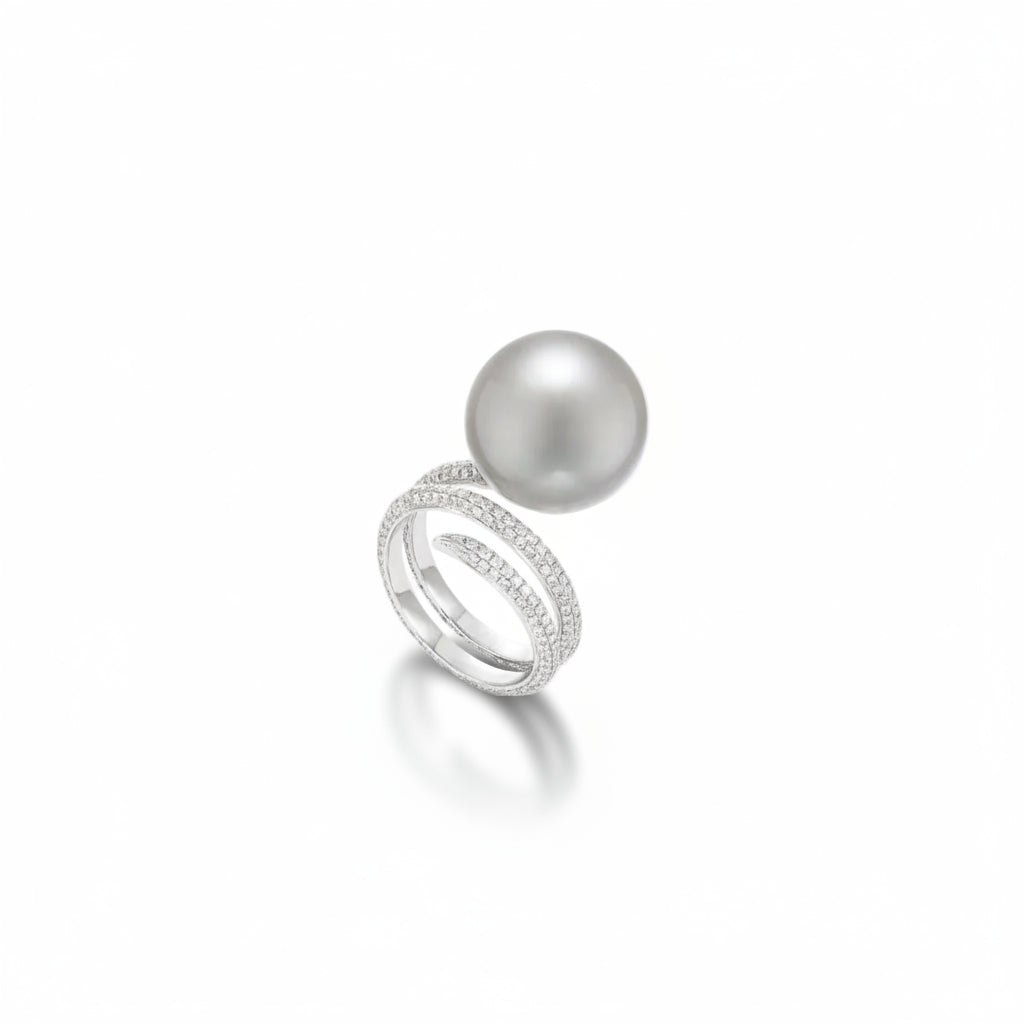 Tahitian South Sea Pearl & Diamond Ring - K.S. Sze & Sons