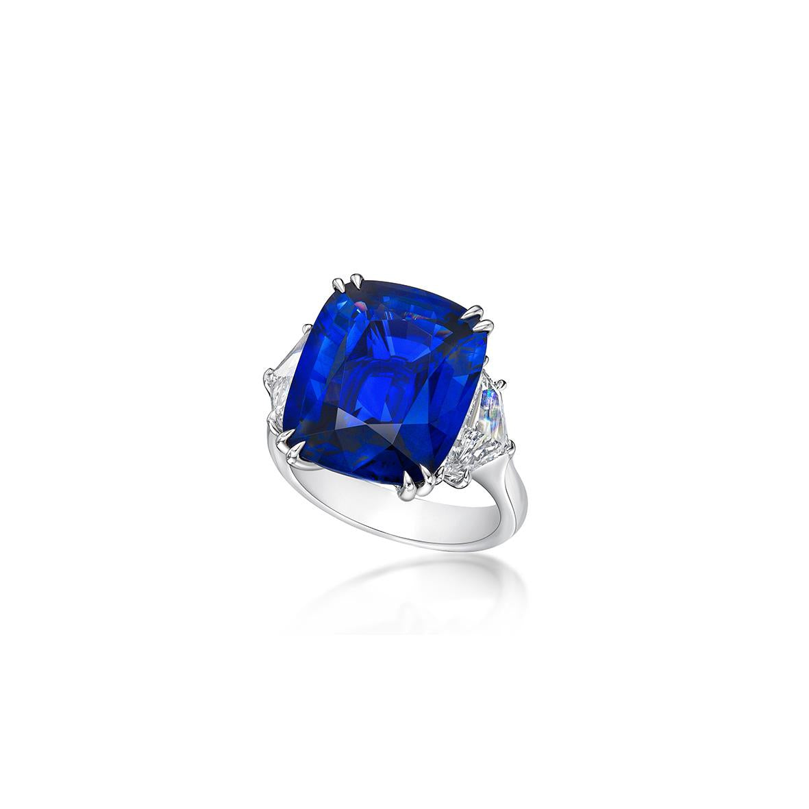 Platinum Royal Blue Sapphire & Diamond Ring (GRS Certificate) - K.S. Sze & Sons