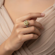 Yellow & White Diamond Floral Ring