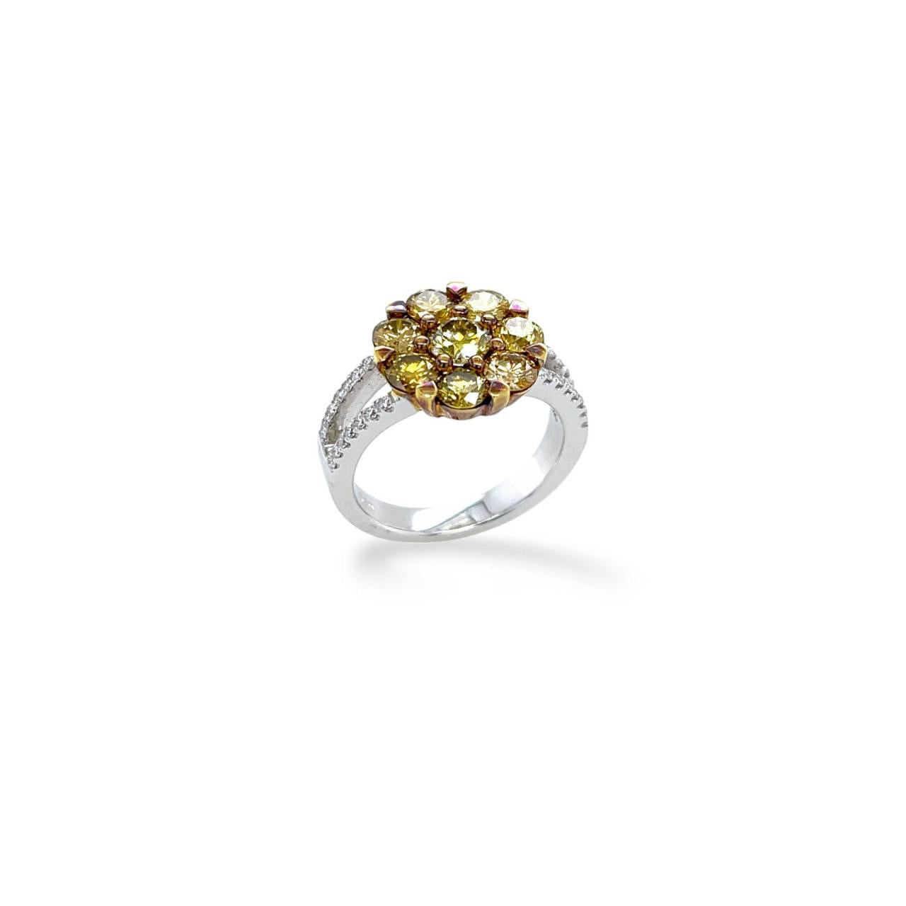 Yellow & White Diamond Floral Ring - K.S. Sze & Sons