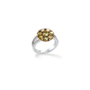 Yellow & White Diamond Floral Ring - K.S. Sze & Sons