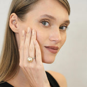 Golden South Sea Pearl & Diamond Ring