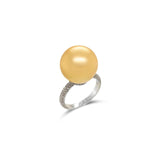 Golden South Sea Pearl & Diamond Ring