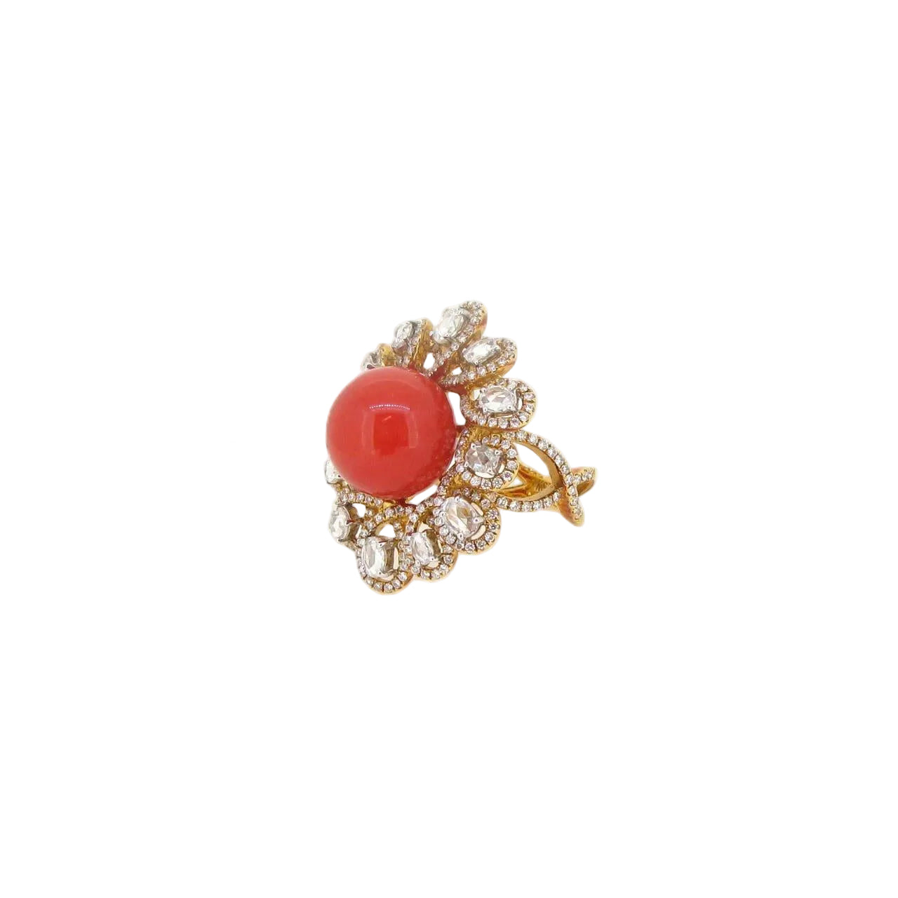 Coral & Diamond Ring - K.S. Sze & Sons