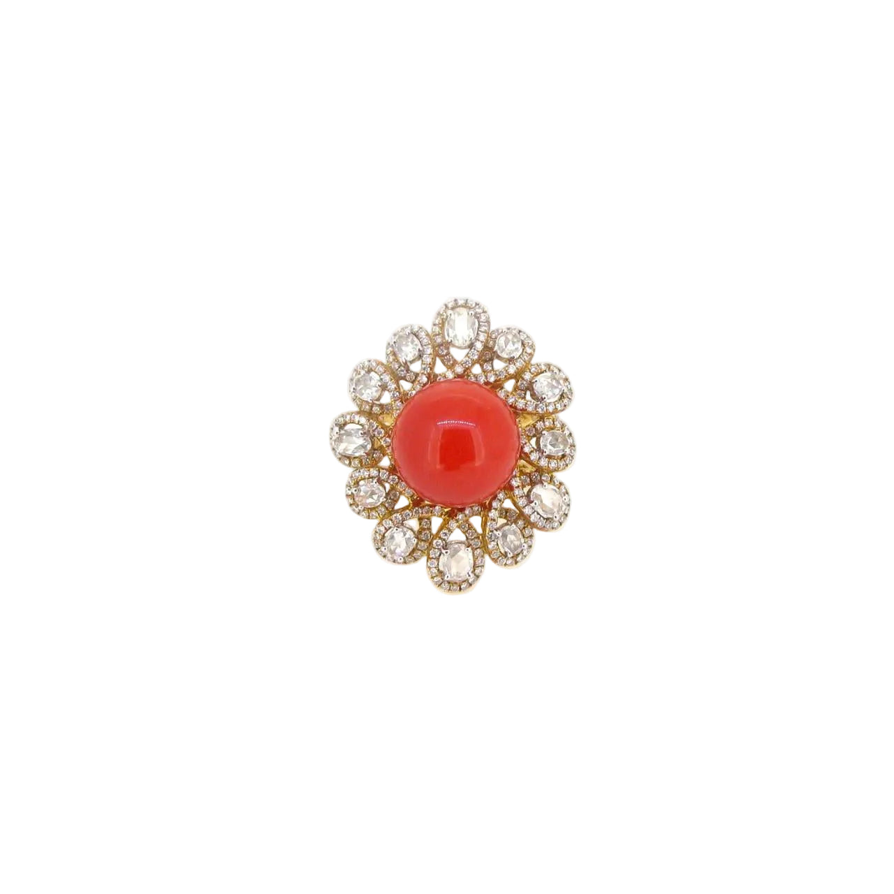 Coral & Diamond Ring - K.S. Sze & Sons