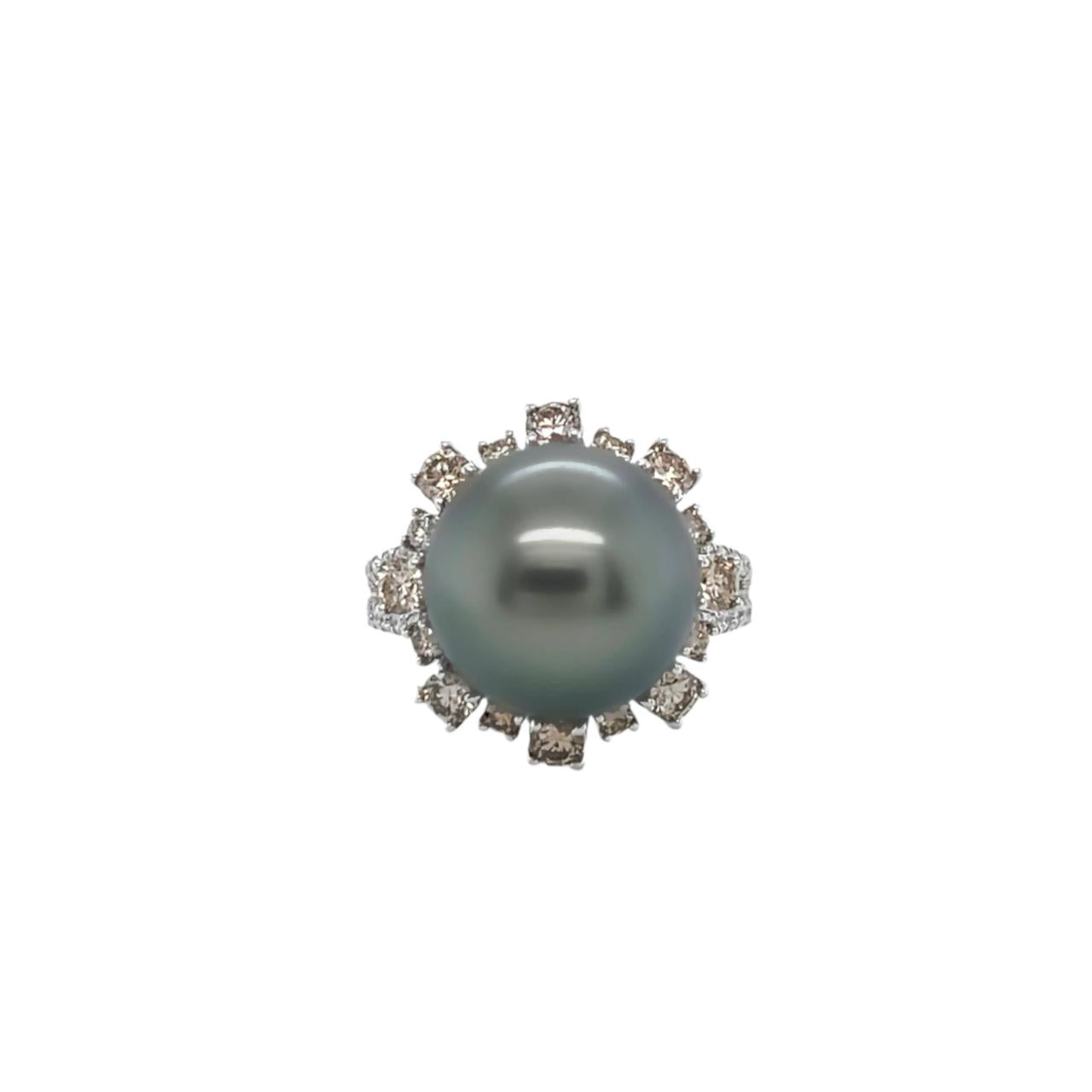 Tahitian South Sea Pearl & Diamond Ring - K.S. Sze & Sons