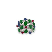 Jadeite, Sapphire, Ruby & Diamond Ring - K.S. Sze & Sons