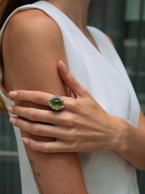 Peridot & Multicolored Sapphire Ring