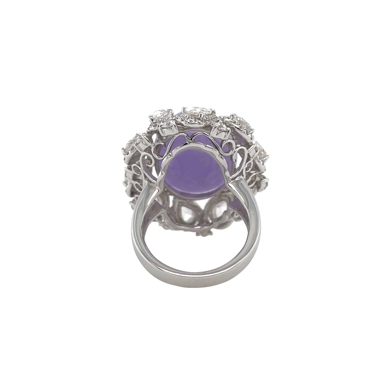Lavender Jade & Diamond Ring - K.S. Sze & Sons