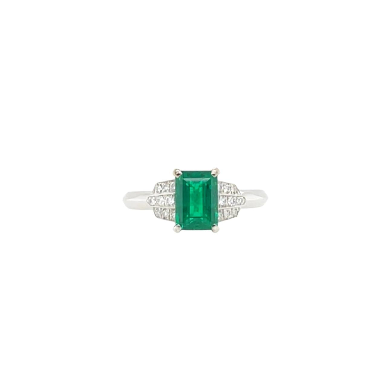 Emerald & Diamond Ring (GRS Certificate) - K.S. Sze & Sons