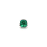 Cushion-Shaped Emerald & Diamond Ring (GRS Certificate)