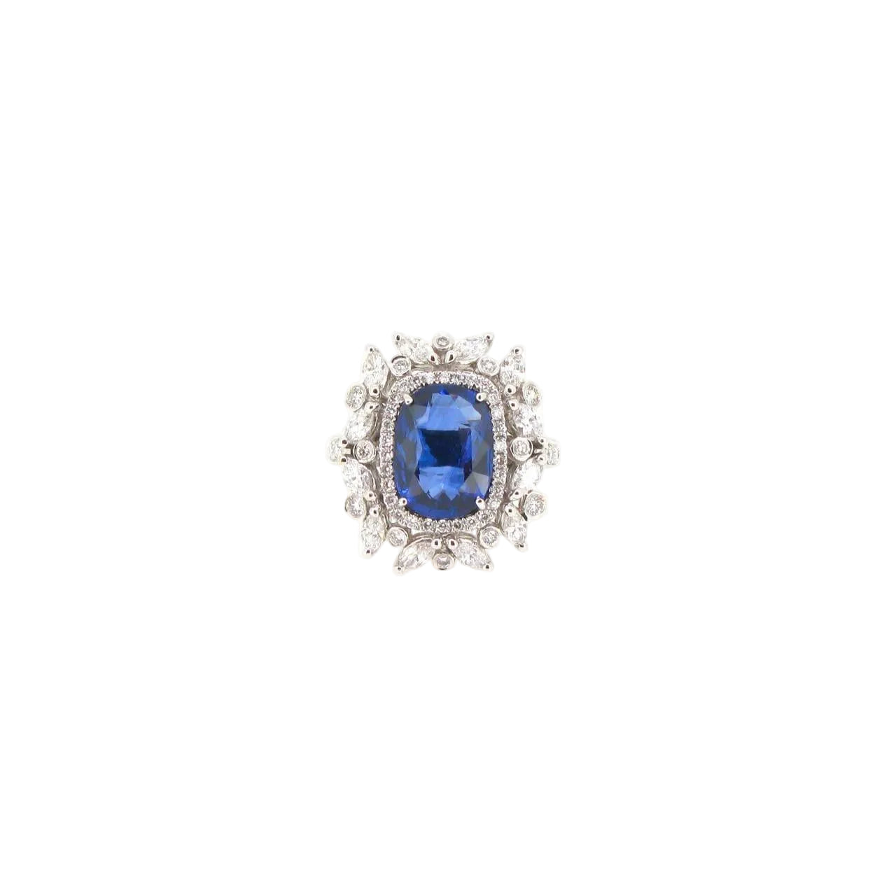 Oval-Shaped Royal Blue Sapphire & Diamond Ring (GRS Certificate) - K.S. Sze & Sons