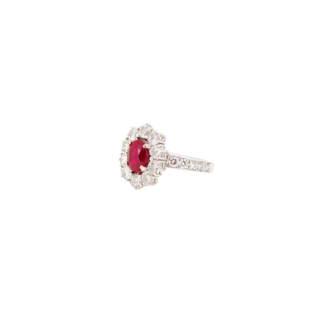 Oval-Shaped Ruby & Diamond Ring (GRS Certificate) - K.S. Sze & Sons