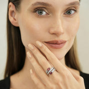 Pear-Shaped Ruby & Diamond Ring (GRS Certificate)