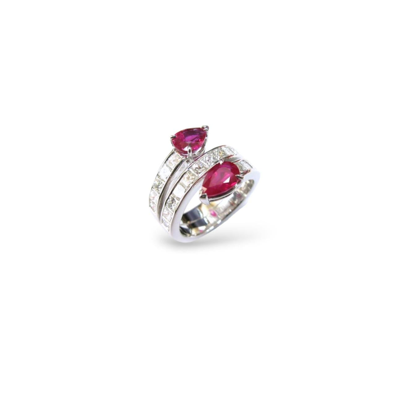 Pear-Shaped Ruby & Diamond Ring (GRS Certificate) - K.S. Sze & Sons