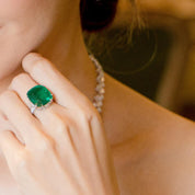 Emerald & Diamond Ring (GRS Certificate) - K.S. Sze & Sons