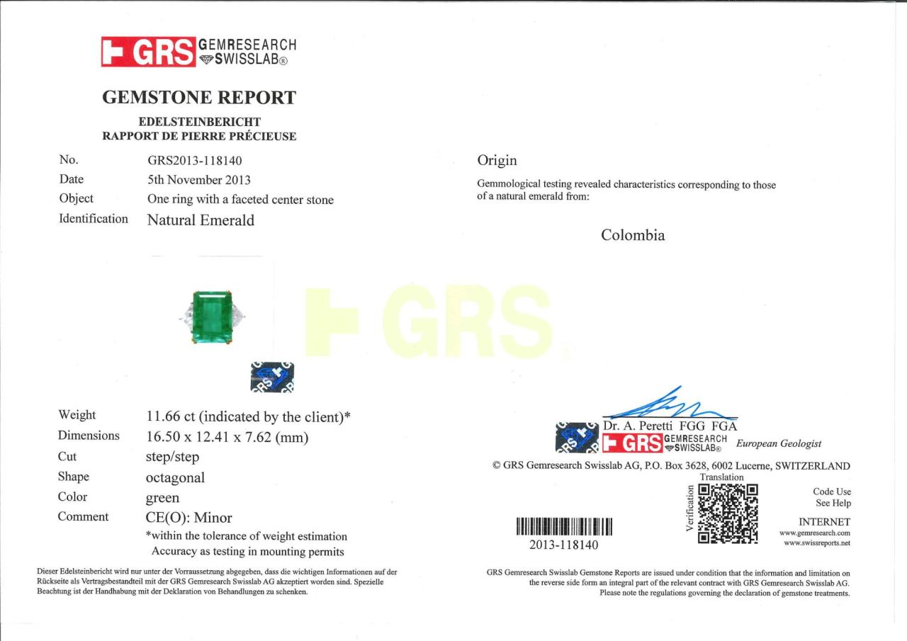 Grand Emerald & Diamond Ring (GRS Certificate) - K.S. Sze & Sons