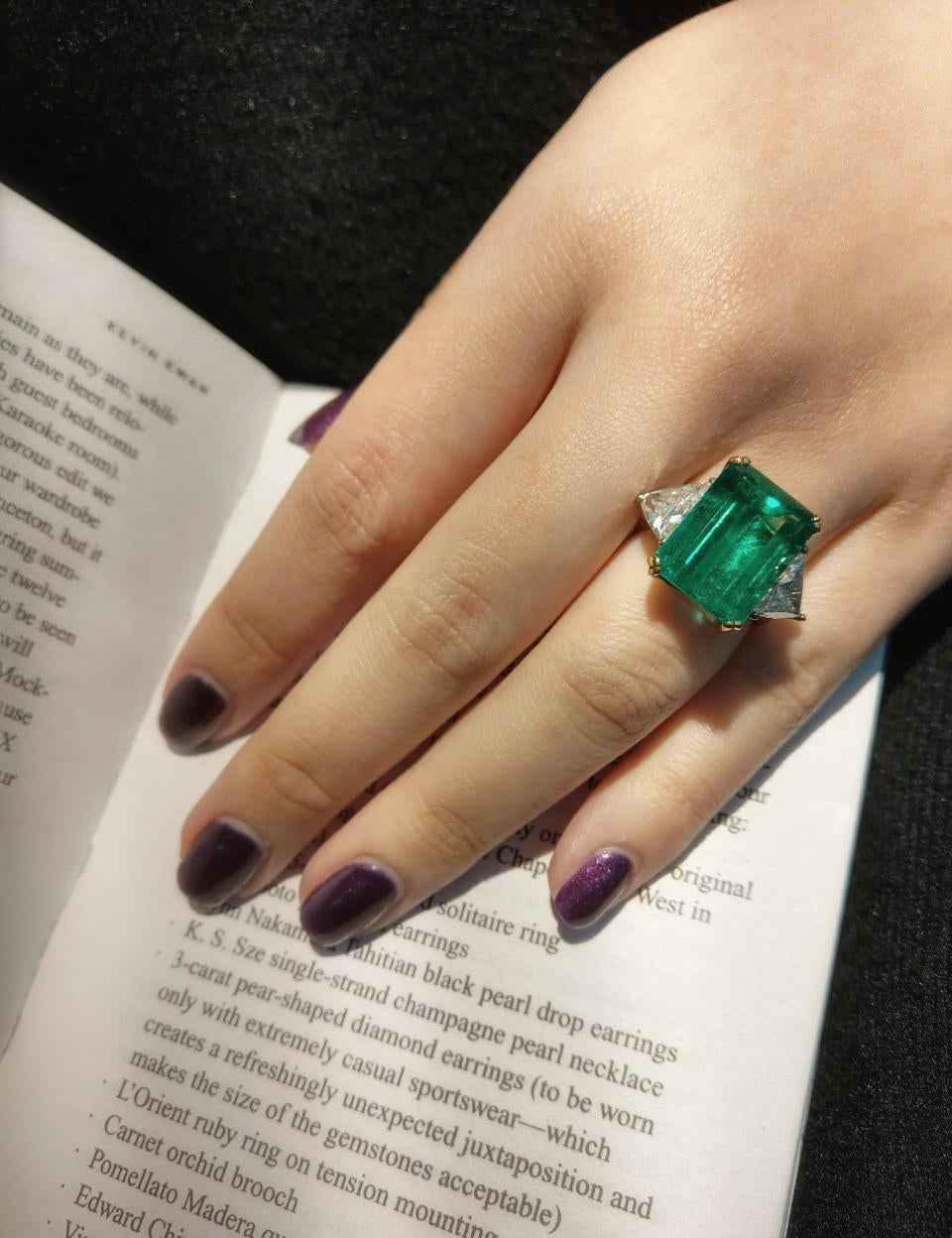 Grand Emerald & Diamond Ring (GRS Certificate) - K.S. Sze & Sons