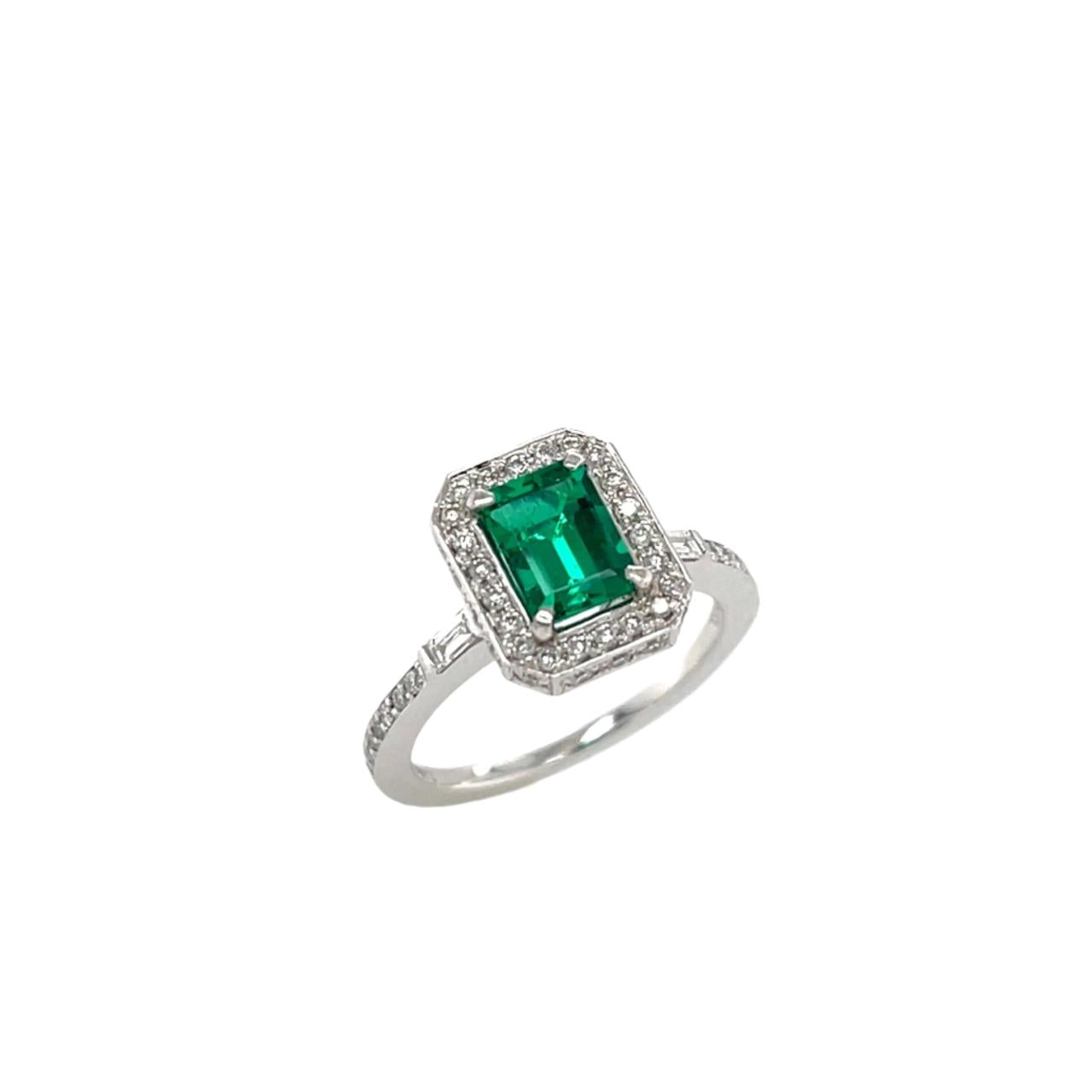 Emerald & Diamond Ring (GRS Certificate) - K.S. Sze & Sons