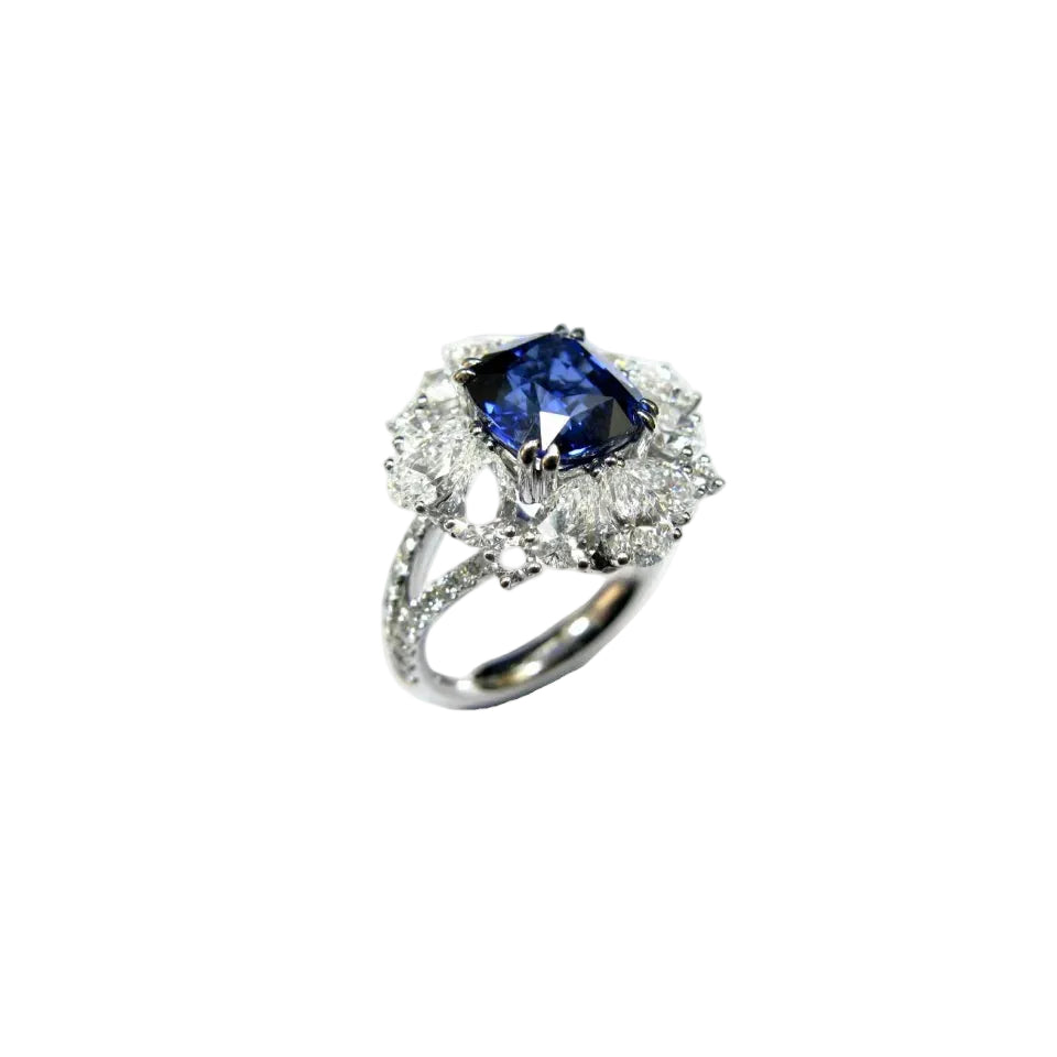 Unheated Sapphire Diamond Ring - K.S. Sze & Sons