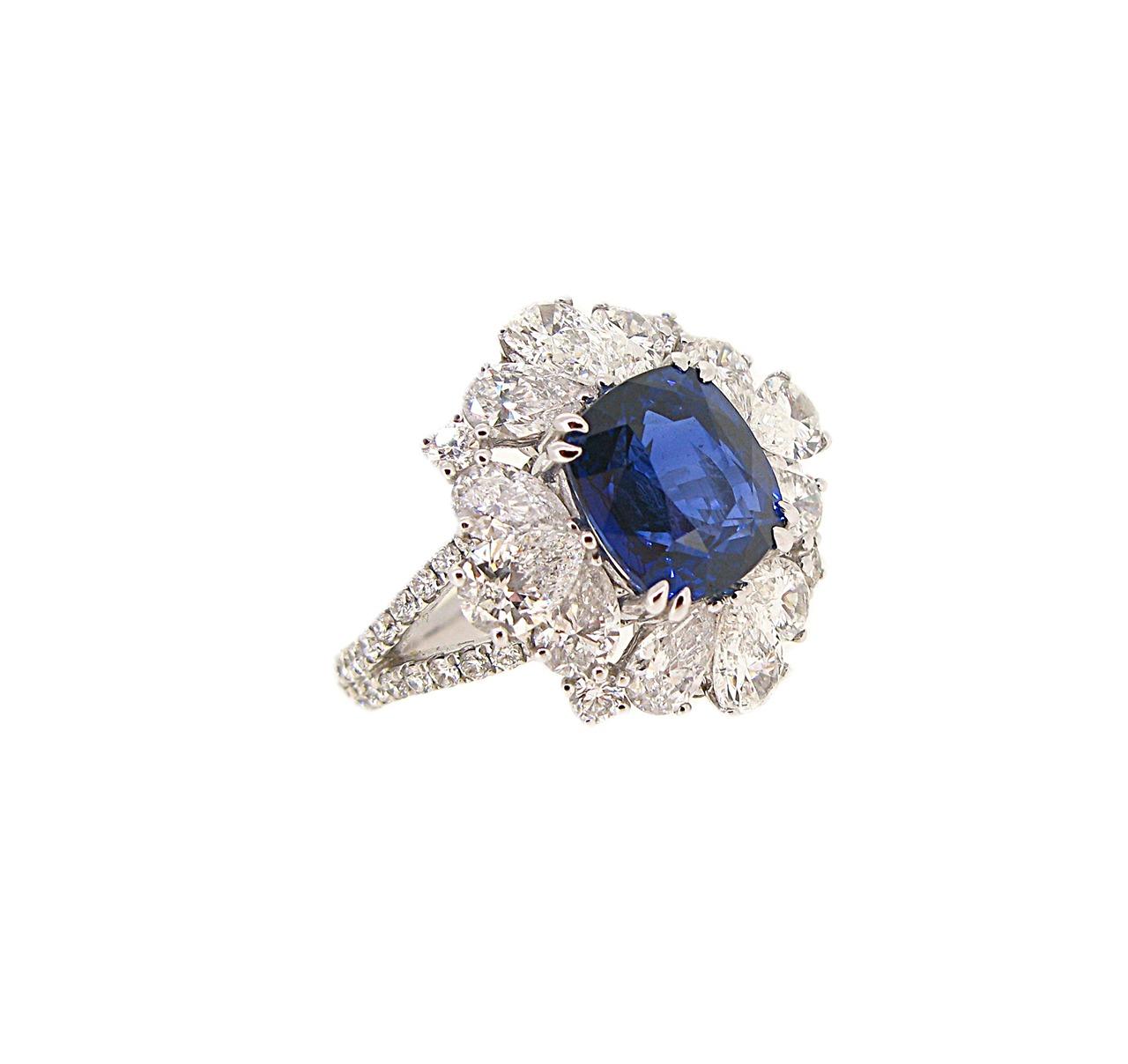 Unheated Sapphire Diamond Ring - K.S. Sze & Sons