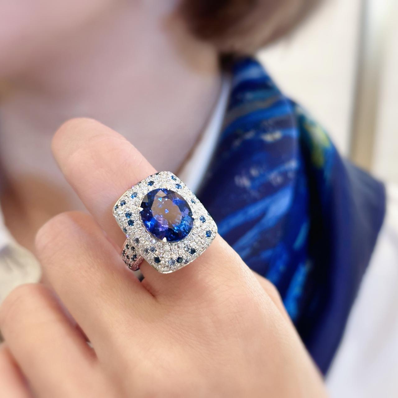 Tanzanite, Sapphire & Diamond Ring - K.S. Sze & Sons