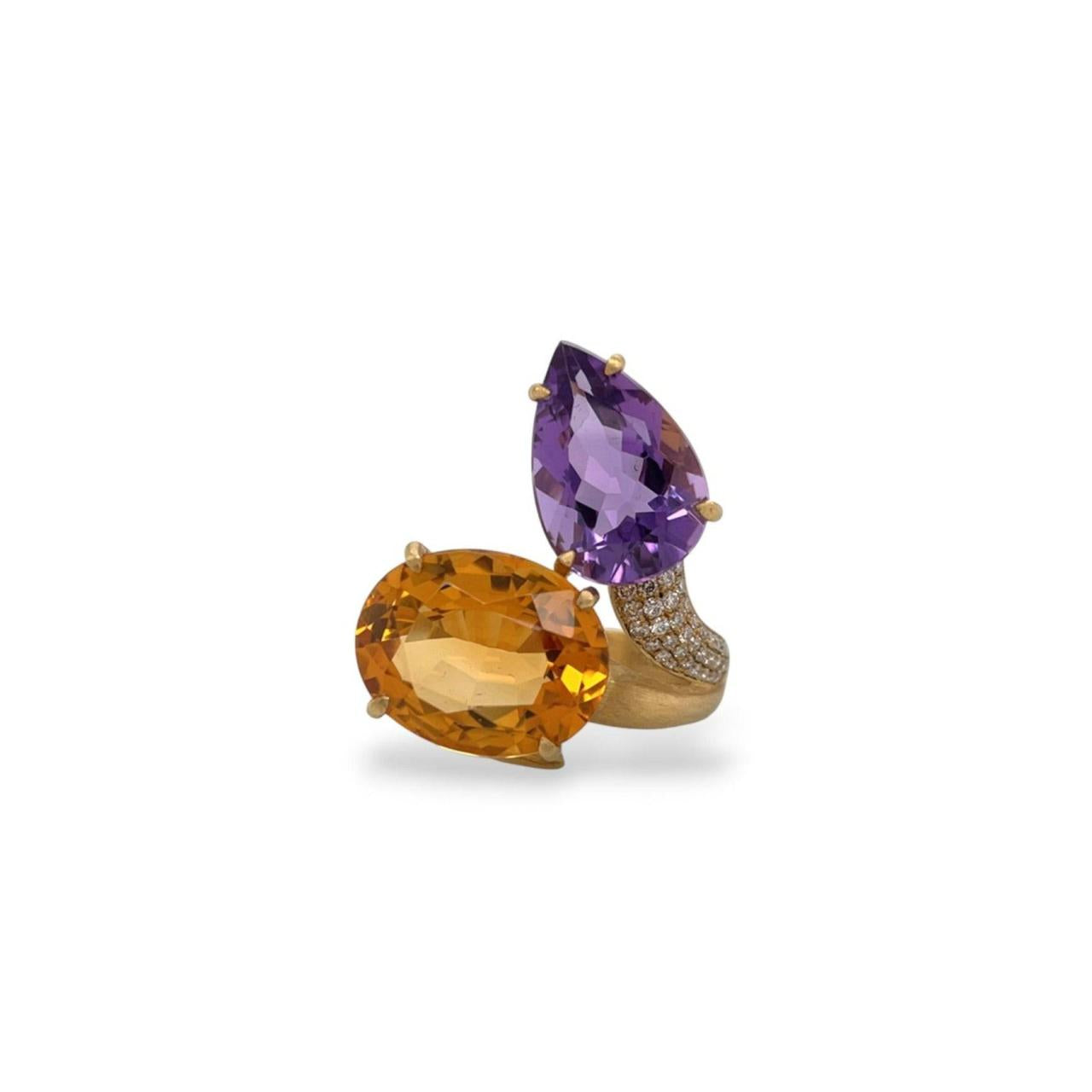 Amethyst, Citrine & Brown Diamond Ring - K.S. Sze & Sons