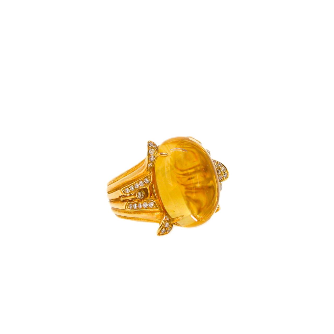 Citrine & Brown Diamond Cocktail Ring - K.S. Sze & Sons