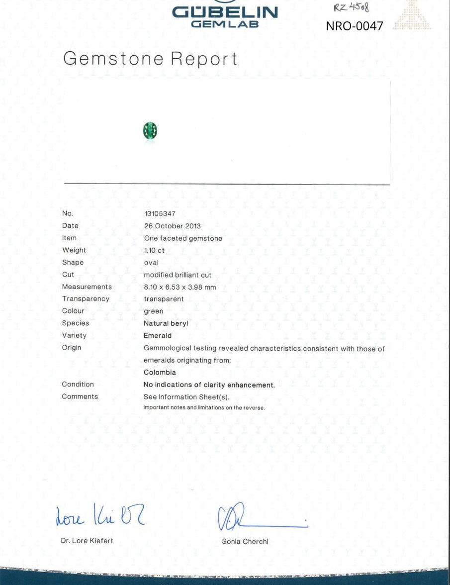 Oval Shaped Emerald & Diamond Ring (Gubelin Certificate) - K.S. Sze & Sons