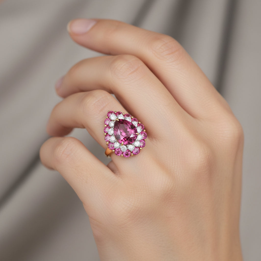 Natural Spinel & Diamond Cocktail Ring