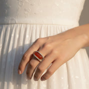 Red Jade Dual Gold-Wrapped Ring