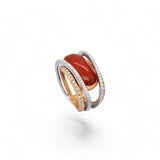 Red Jade Dual Gold-Wrapped Ring