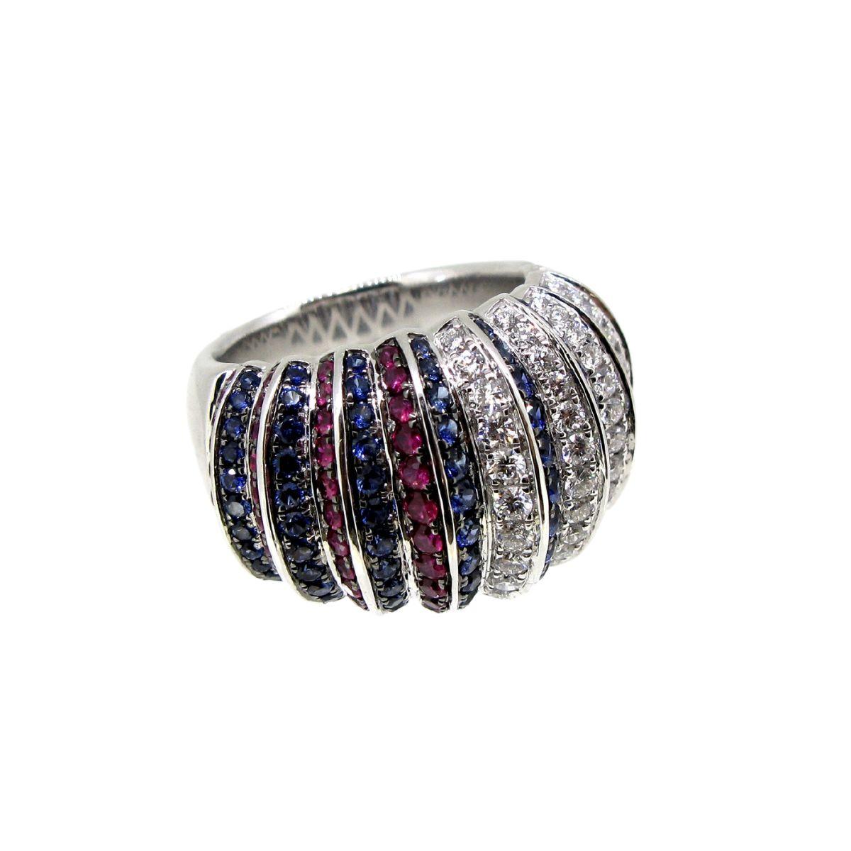 Sapphire, Ruby & Diamond Ring - K.S. Sze & Sons