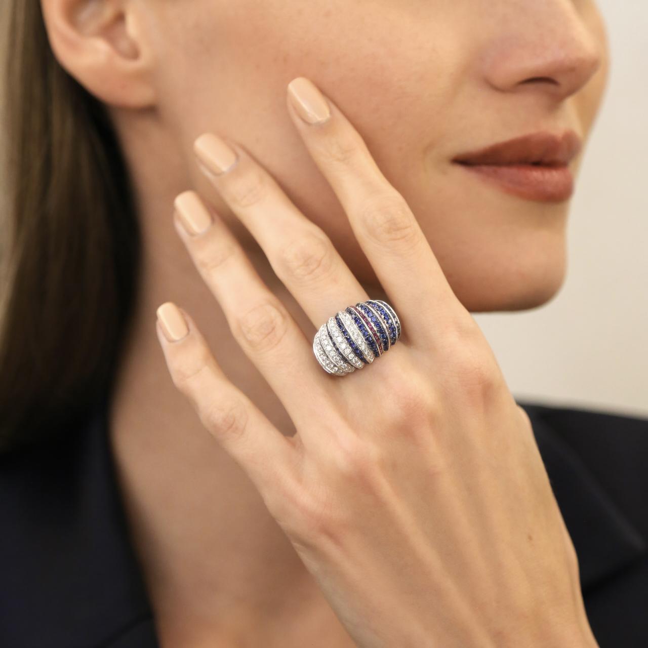 Sapphire, Ruby & Diamond Ring - K.S. Sze & Sons